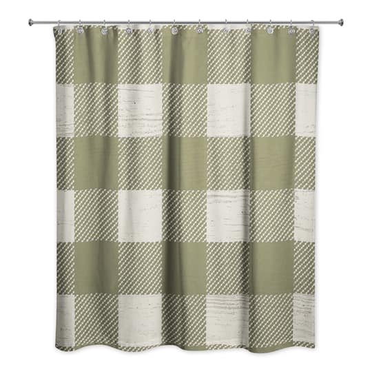 Green Buffalo Check Shower Curtain